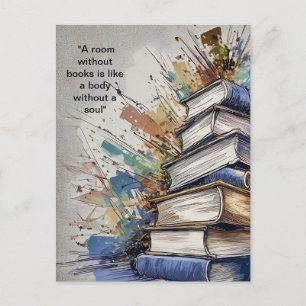 Postal Una habitación sin libros