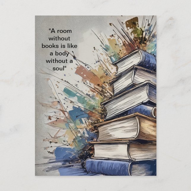 Postal Una habitación sin libros (Anverso)