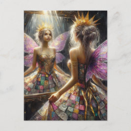 Postal Una hada vestida con un traje cristalino se ve ref