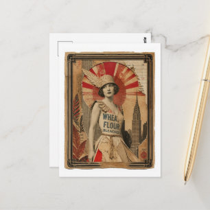 Postal Una hermosa mujer flapper en un vestido de harina