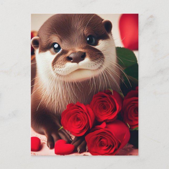 Postal Una hermosa nutria de San Valentín (Anverso)