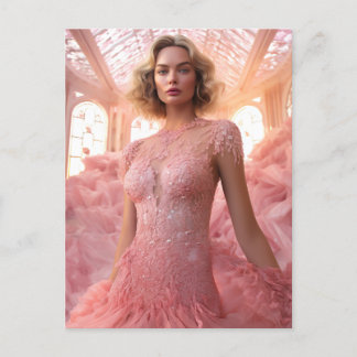 Postal Una hermosa rubia rosa
