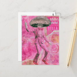Postal Una hongo bella rosa retro bailando tontamente