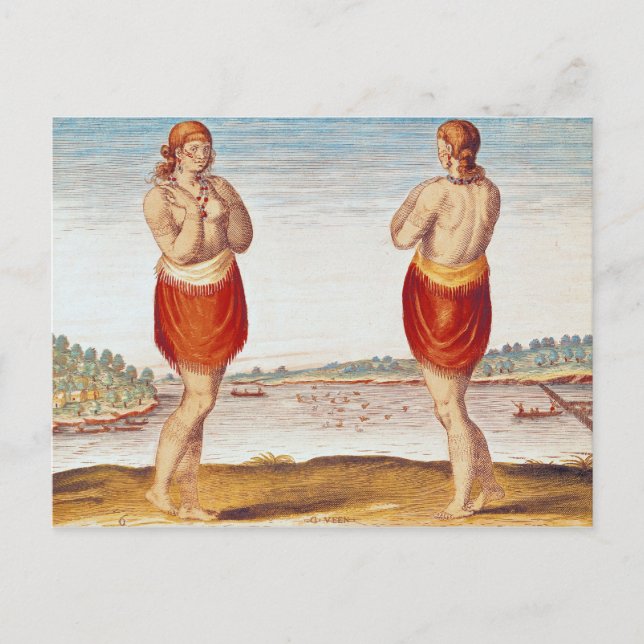 Postal Una joven noble de Secoton (Anverso)