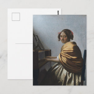 Postal Una joven sentada en el Bella Artes Virginals