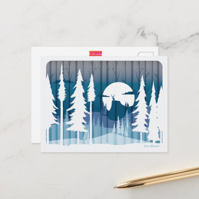 Postal Una larga noche de invierno en el bosque olvidado  (Anverso/Reverso In Situ)