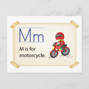 Postal Una letra M para la motocicleta