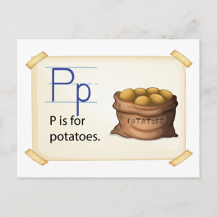 Postal Una letra P para las patatas
