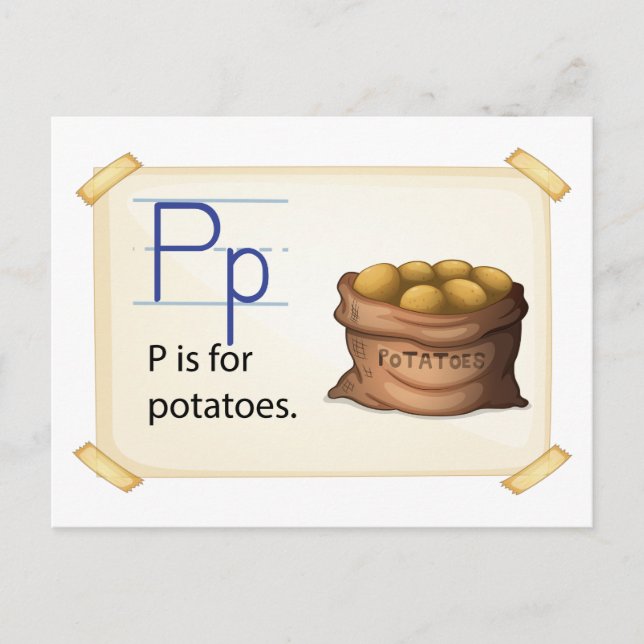 Postal Una letra P para las patatas (Anverso)