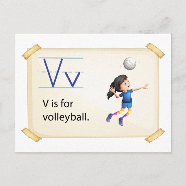 Postal Una letra V para el voleibol (Anverso)