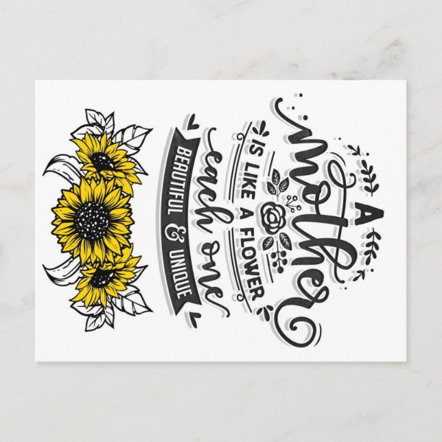 Postal Una madre es como una flor, Regalo bonito del Día  (Anverso)