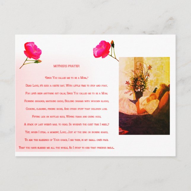 Postal Una madre que ama la oración (Anverso)