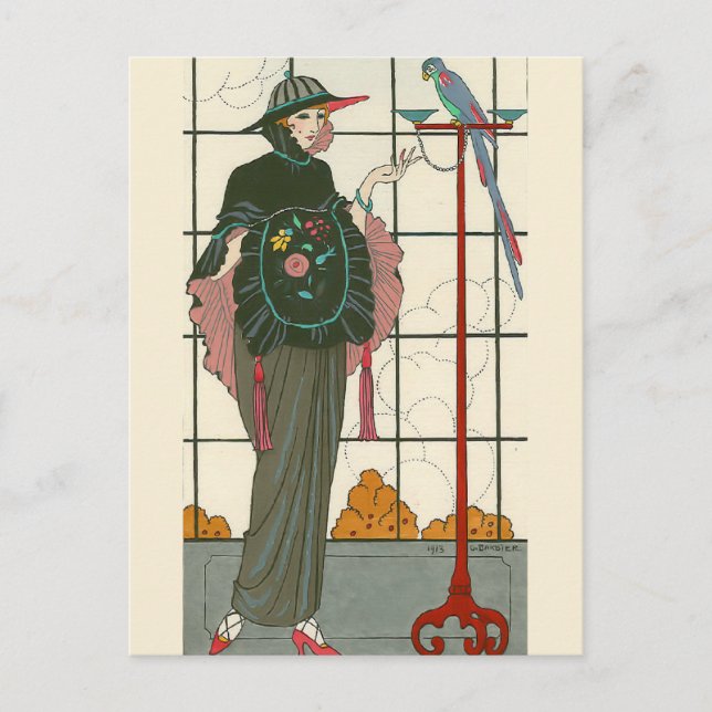 Postal Una manga bordada de George Barbier (Anverso)