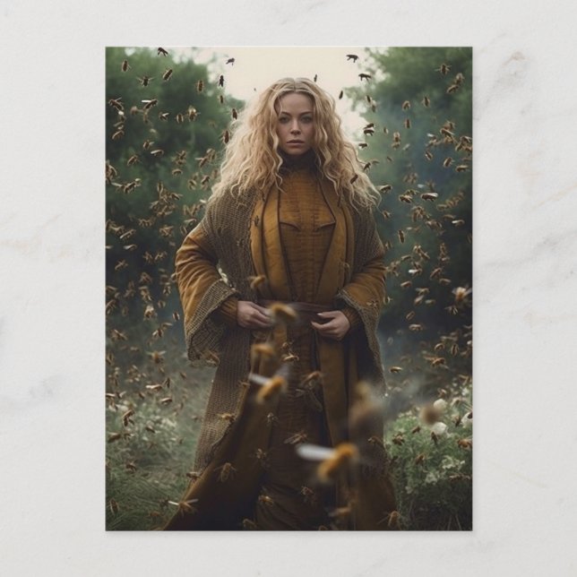 Postal Una maravillosa diosa rubia de las abejas (Anverso)