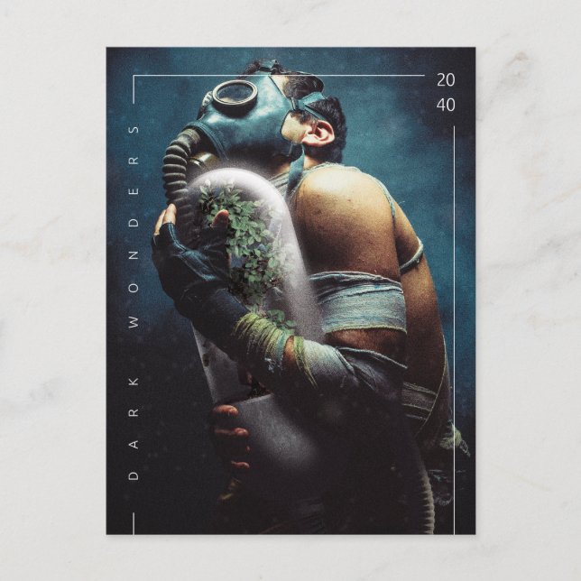 Postal Una máscara futurista de oxígeno vegetal se pregun (Anverso)