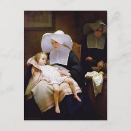 Postal Una monja cuidando a un niño enfermo
