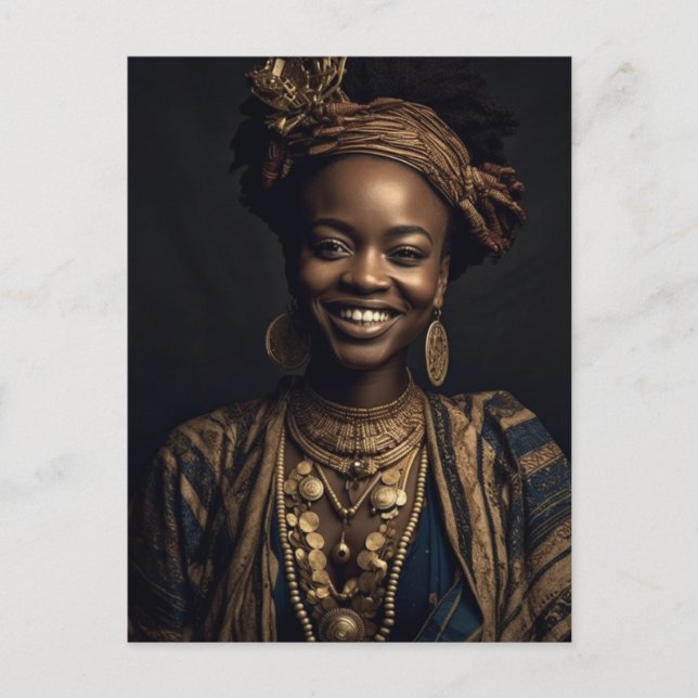 Postal Una mujer africana sonriente (Anverso)