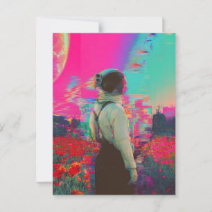 Postal una mujer astronauta con problemas en un campo de 