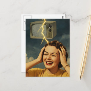 Postal Una mujer con un pensamiento electrizante surreali