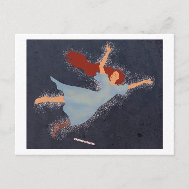 Postal Una mujer de cabello rojo bailando en el cielo (Anverso)