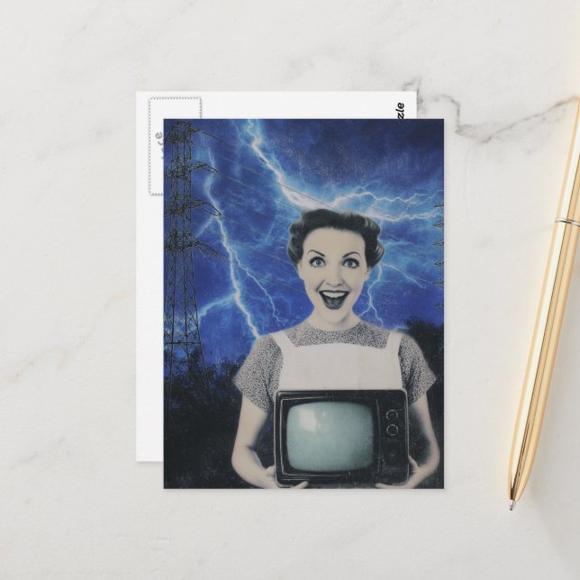 Postal Una mujer electrizante retro (Anverso/Reverso In Situ)