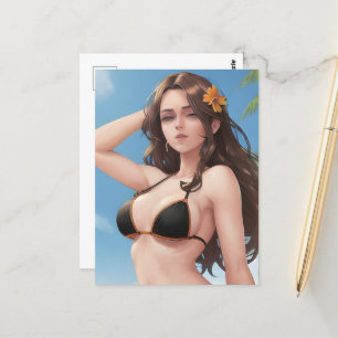 Postal Una mujer en bikini negro