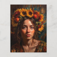 Una mujer hermosa con girasoles en el cabello