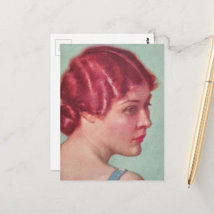 Postal Una mujer hermosa en 1930 con cabello rojo