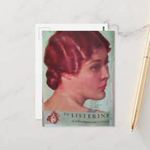 Postal Una mujer hermosa en 1930 con collage de cabello r