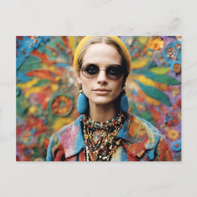 Postal Una mujer hippie preciosa (Anverso)