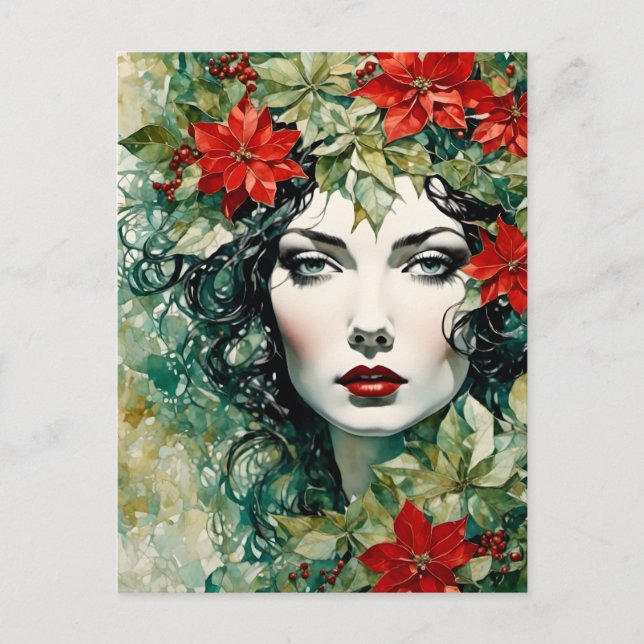 Postal Una mujer muy guapa Navidad (Anverso)