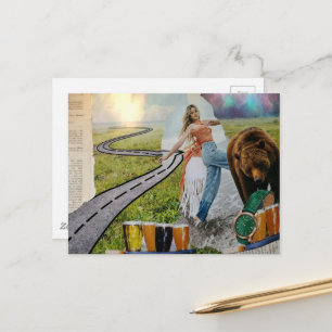 Postal Una mujer que eligió el collage surrealista del os