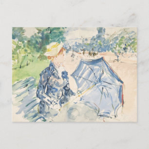 Postal Una mujer sentada en un banco   Berthe Morisot