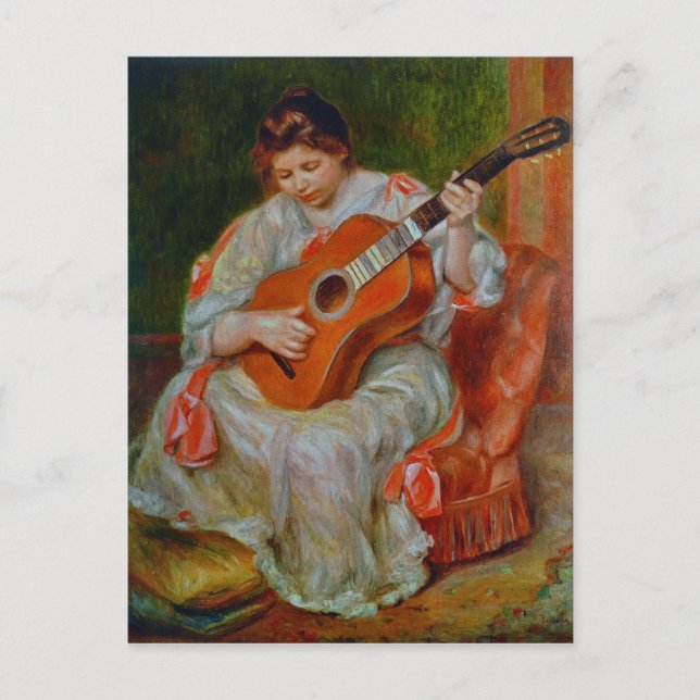 Postal Una mujer tocando la guitarra - Pierre-Auguste Ren (Anverso)