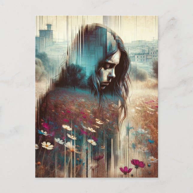 Postal Una mujer triste (Anverso)