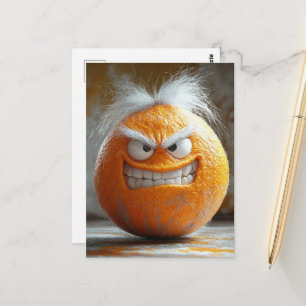 Postal Una naranja enojada y aterradora