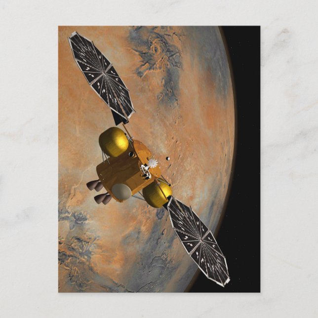 Postal Una nave espacial orbitando Marte. (Anverso)