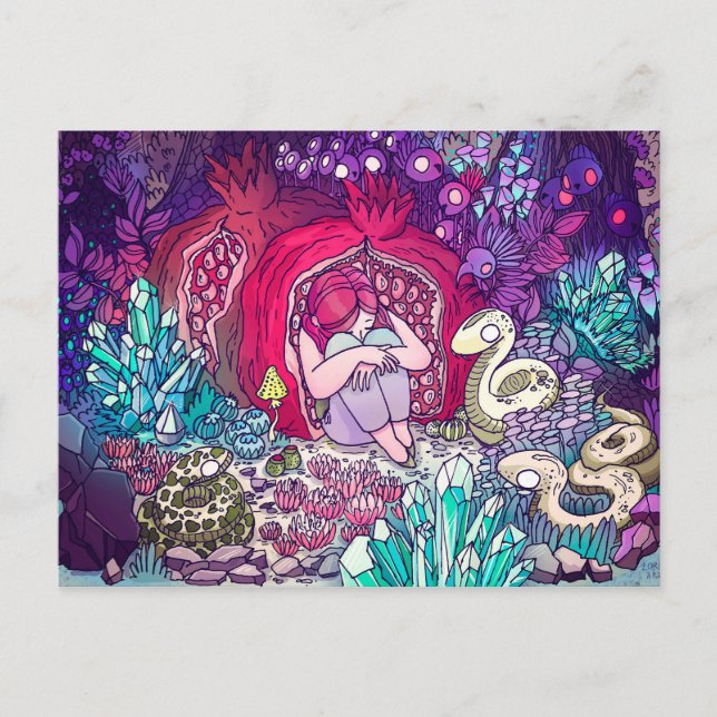 Postal Una niña pequeña escondida en una granada (Anverso)