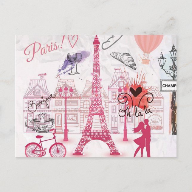 Postal Una noche en París (Anverso)