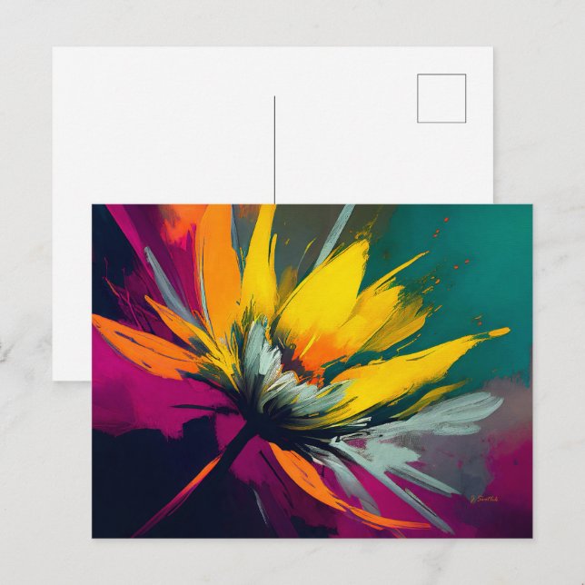 Postal Una odisea floral: Flor expresiva en movimiento (Anverso / Reverso)