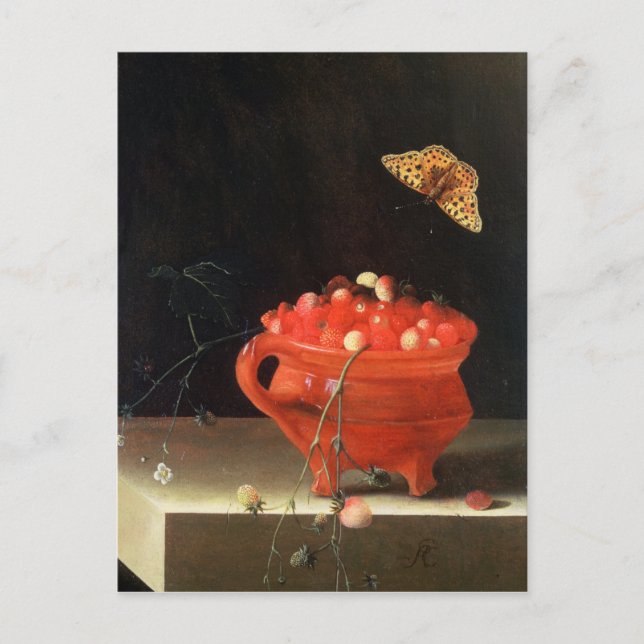 Postal Una olla de fresas silvestres (Anverso)