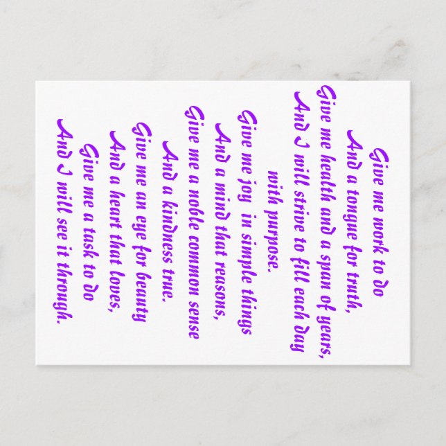 Postal Una oración de esperanza (Anverso)