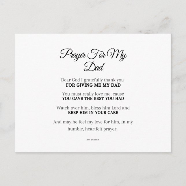 Postal Una oración para mi papá (Anverso)