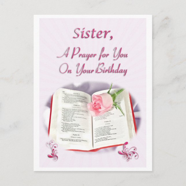 Postal Una oración por una hermana en su cumpleaños (Anverso)