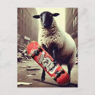 Postal Una oveja con skate