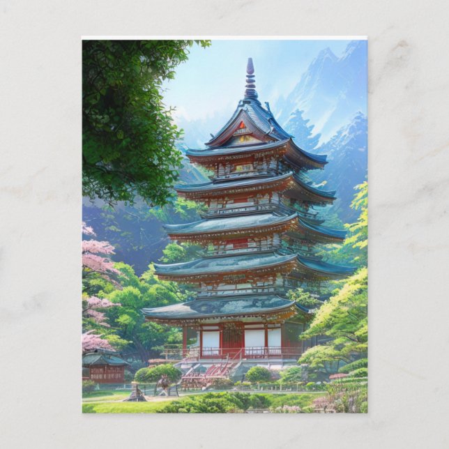 Postal Una Pagoda Rústica (Anverso)