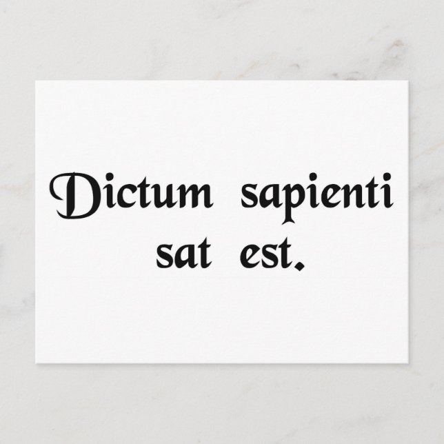 Postal Una palabra para una persona sabia es suficiente. (Anverso)