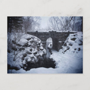 Postal Una pareja camina bajo un nevado arco de espan de 