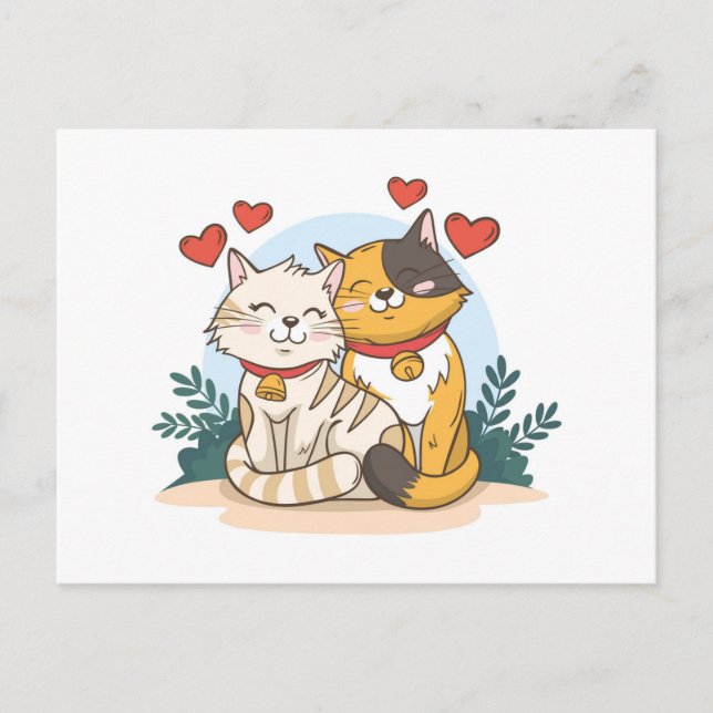 Postal Una pareja de animales el día de San Valentín con  (Anverso)