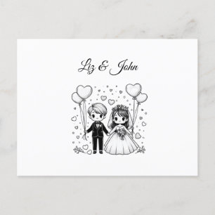 Postal Una pareja de bodas de corte personalizado